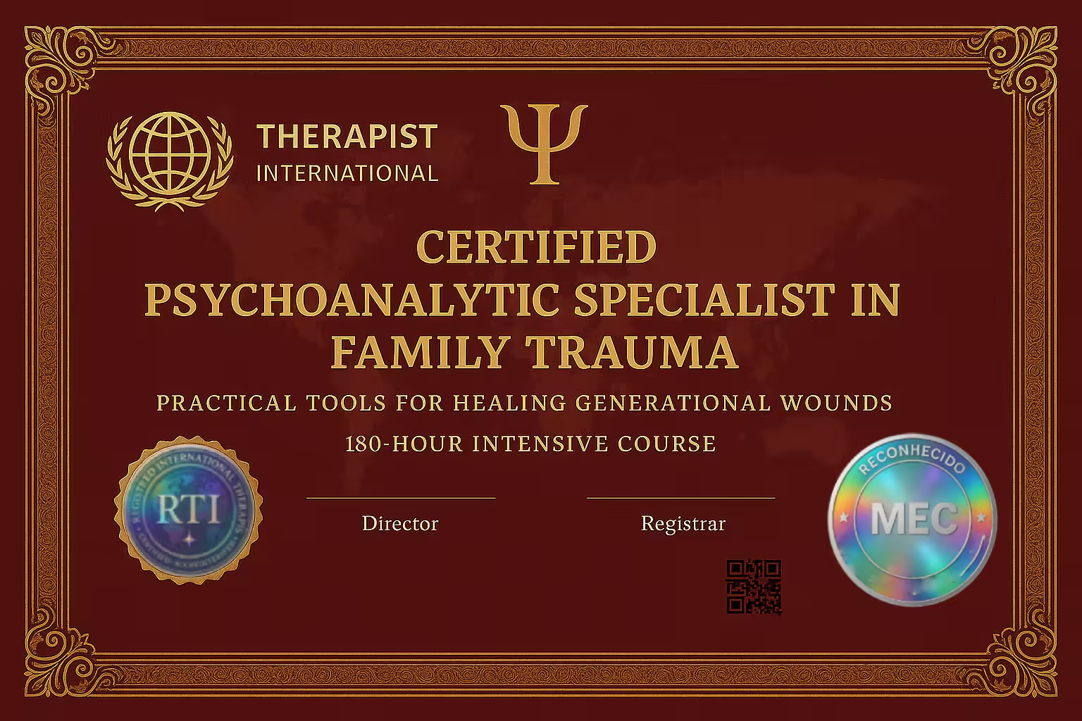 Family Traumas specialization certificate